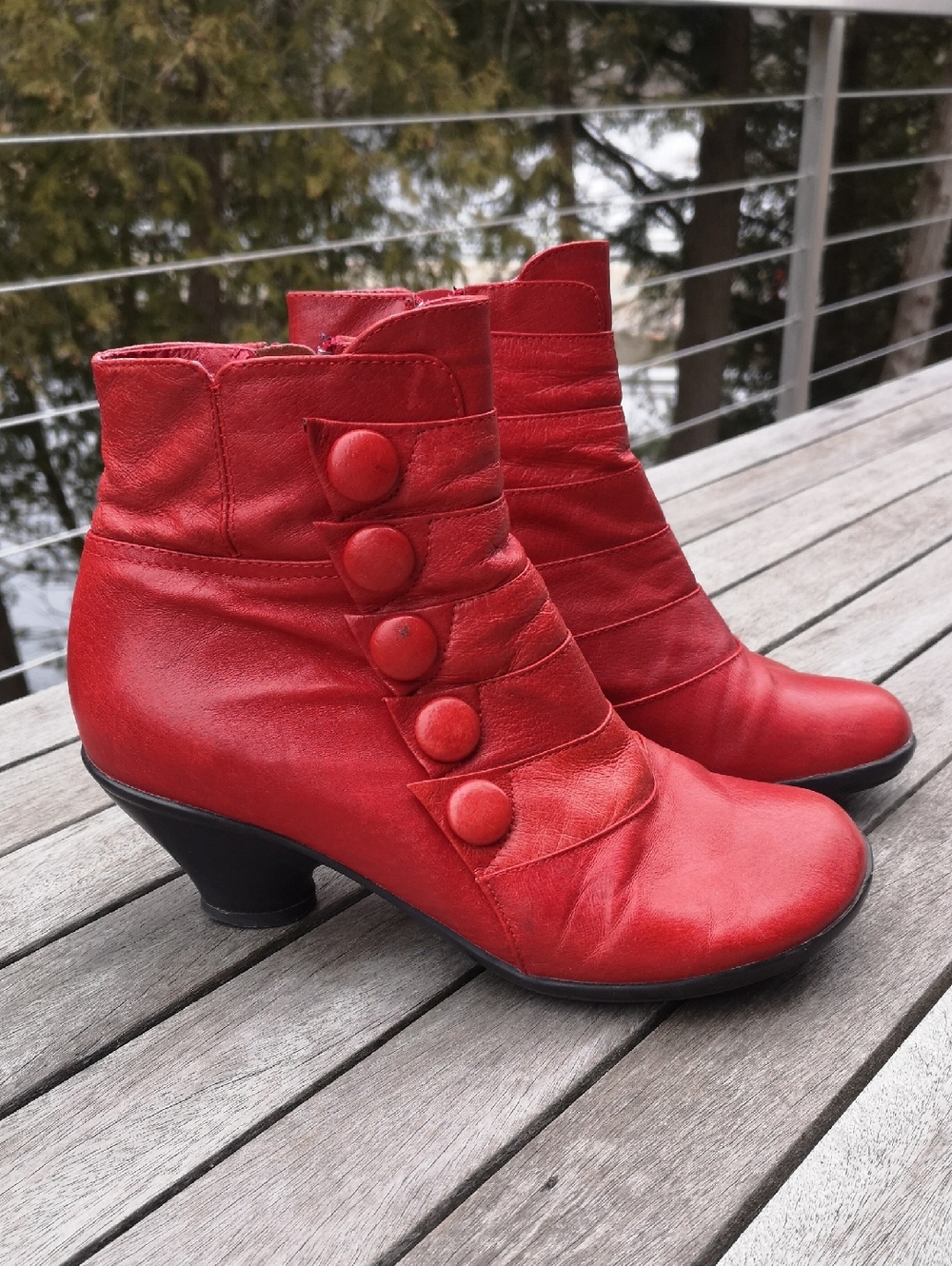 Miz Mooz red leather ankle boots